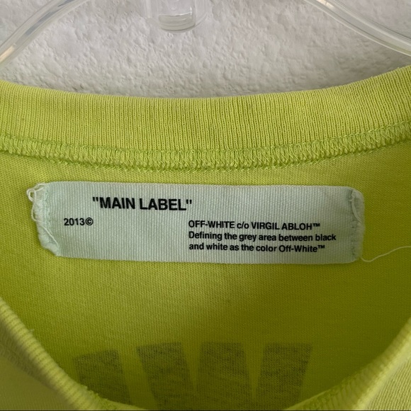 Off White Short Sleeve Contracting Safety First Neon Tee T Shirt - Picture 3 of 8
